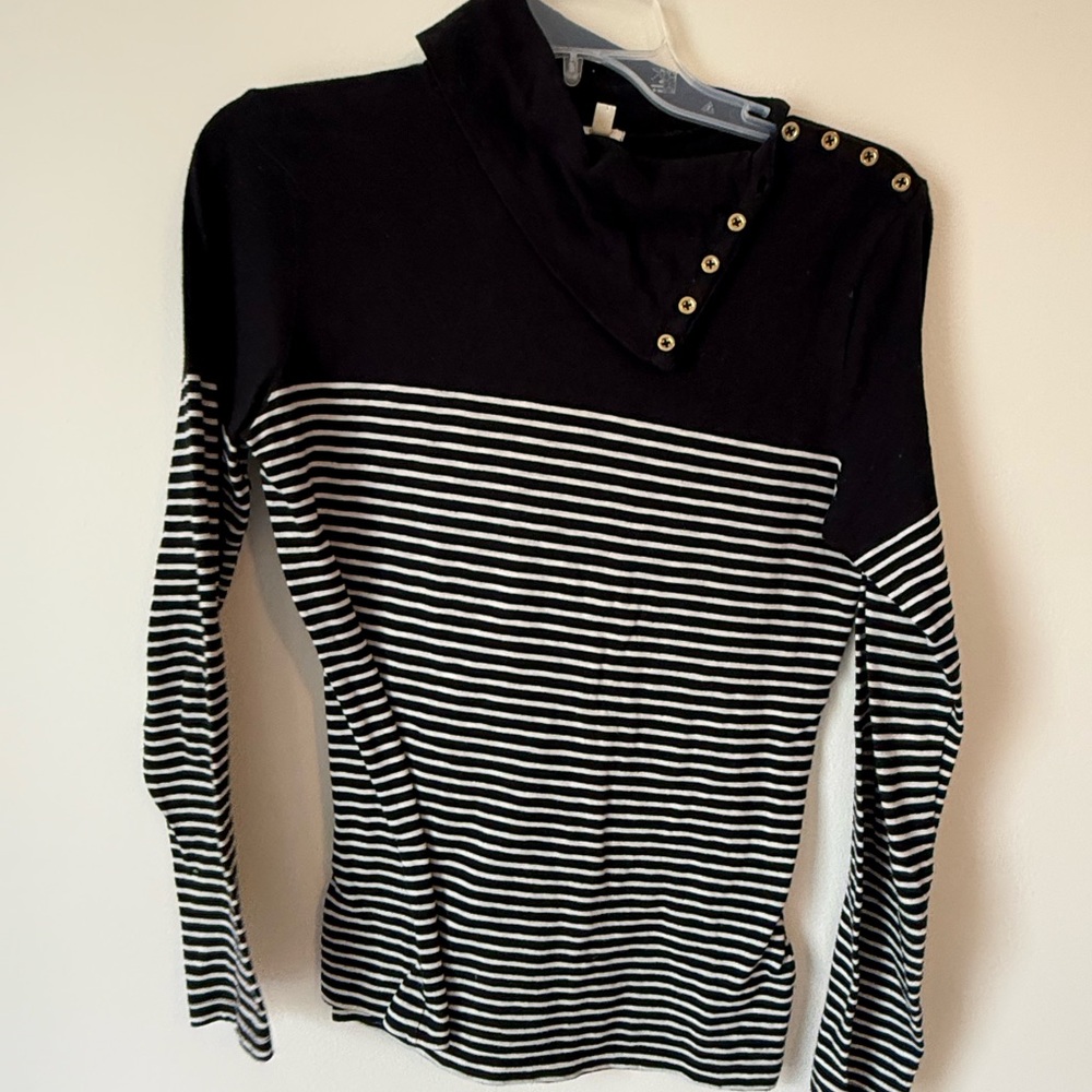 J. Crew Black and White Striped Long Sleeve Tee